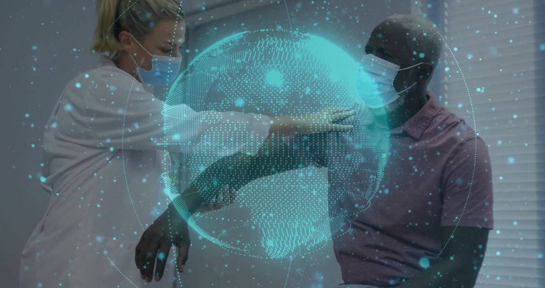 Nurse Administering Vaccine with Futuristic Digital Interface