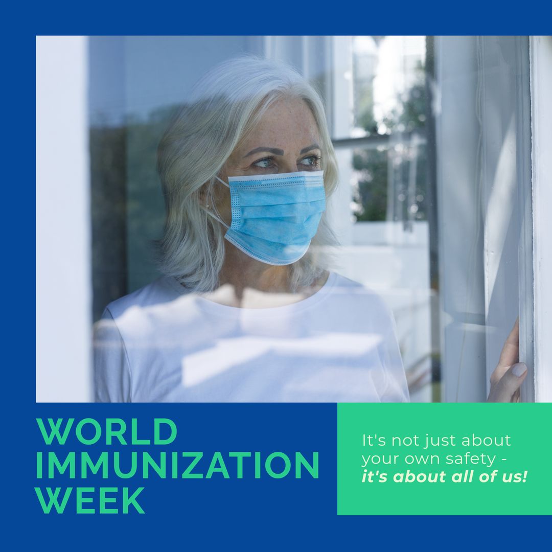 Senior Woman Advocating for Immunization Week Through Reflection