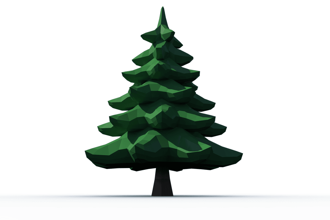 Low Poly Christmas Tree on Transparent Background