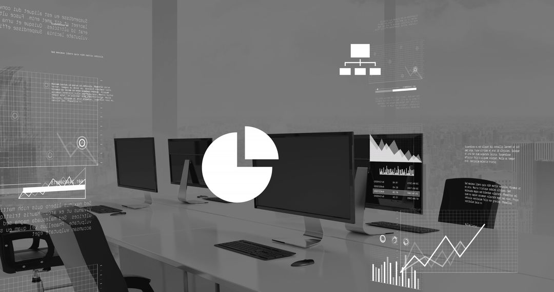 Digital Data Interface Over Modern Office Workspace