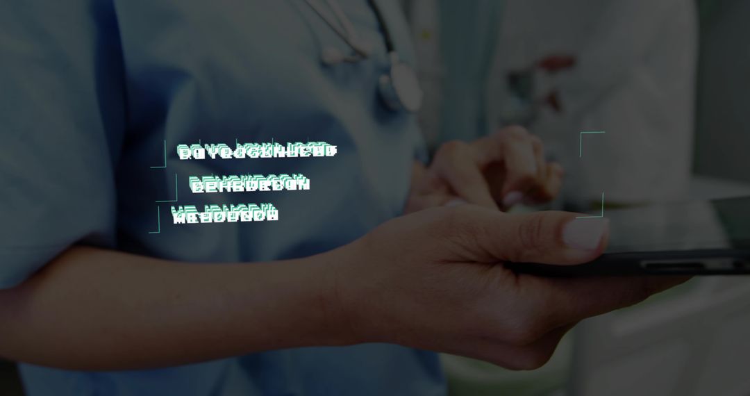 Nurse Interacting with Digital Health Records On Tablet