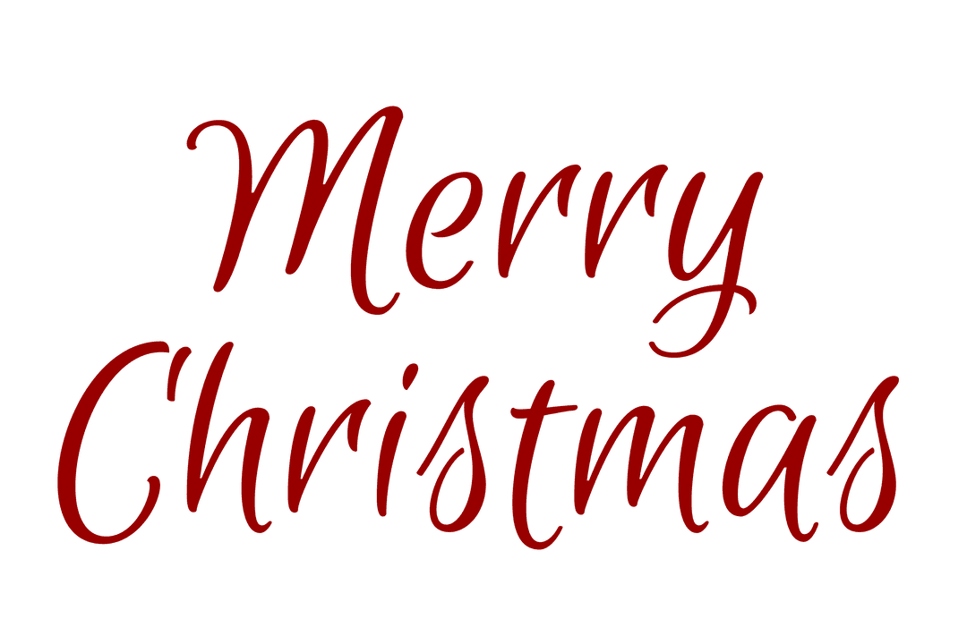 Merry Christmas Text in Festive Red on Transparent Background