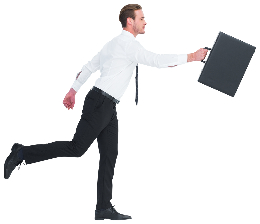 Transparent Businessman Holding Briefcase Mid-Stride - Download Free Stock Images Pikwizard.com