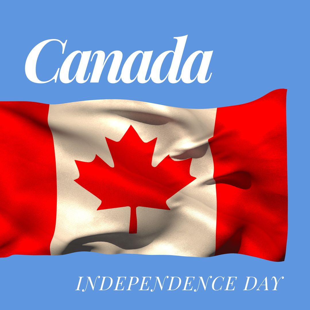 Vibrant Canadian Flag with Bold Independence Day Text