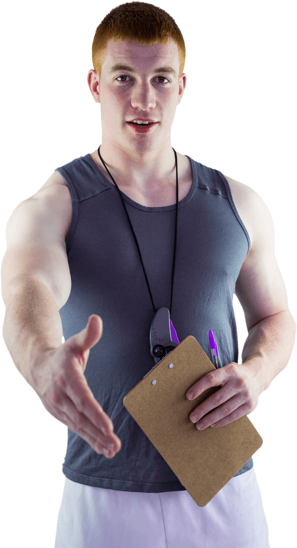 Transparent Image of Friendly Trainer Offering Handshake