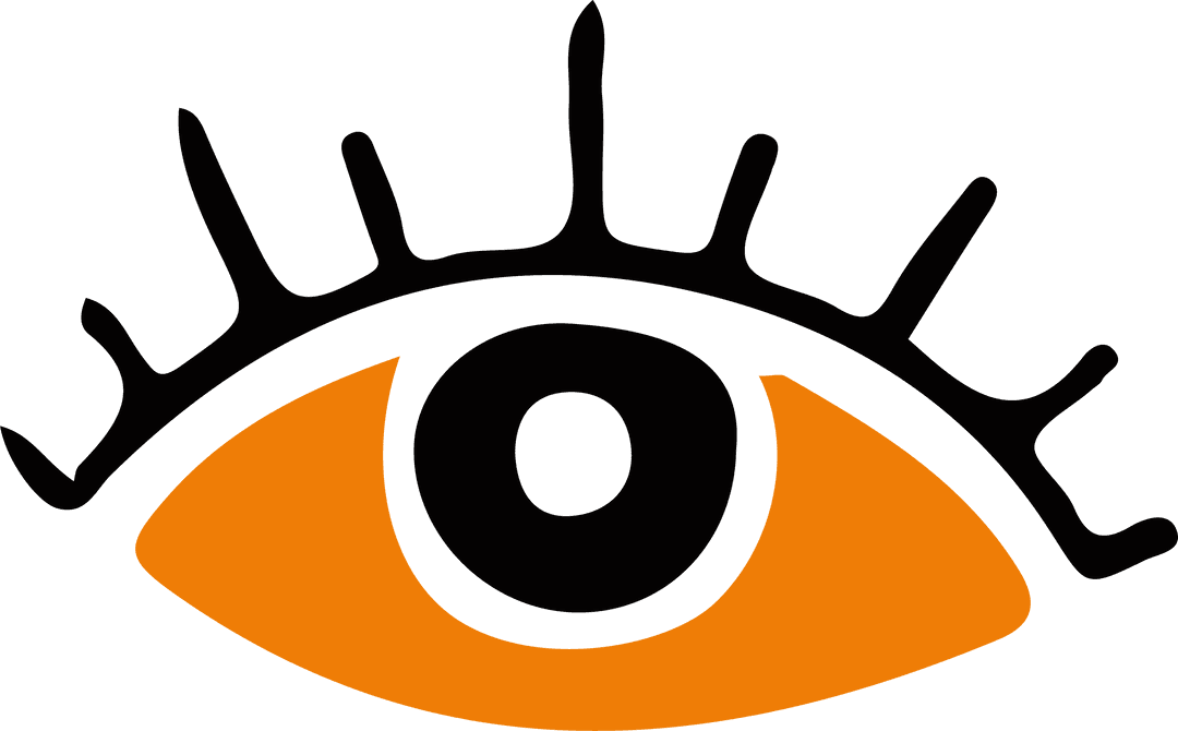 Minimalist Orange Eye in Transparent Design Illustration