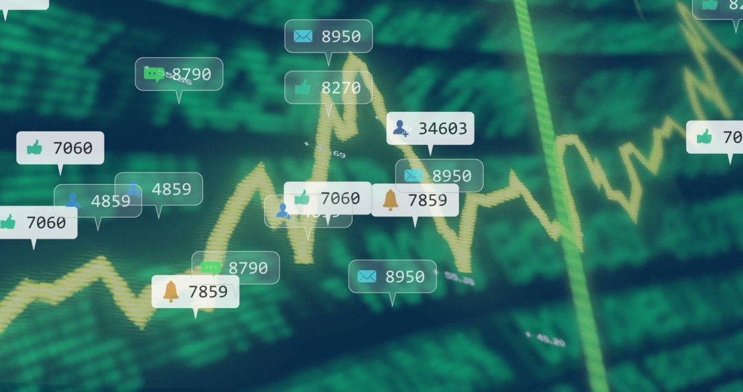Digital Analytics Dashboard with Social Media Icons Overlay