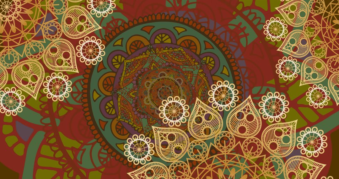 Intricate Mandala Design with Vibrant Patterns and Ethnic Motifs