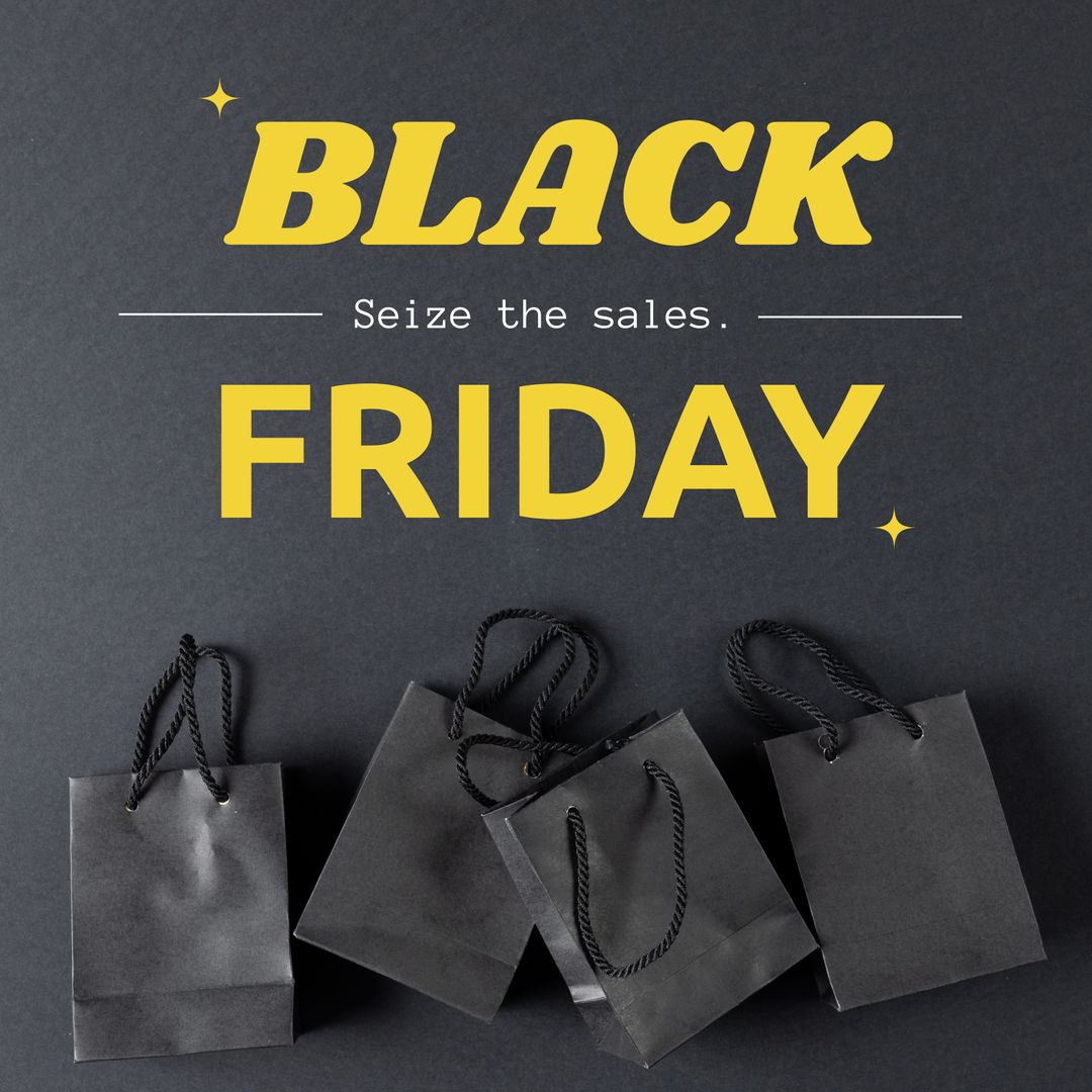 Black Friday Shopping Bags with Promotional Text