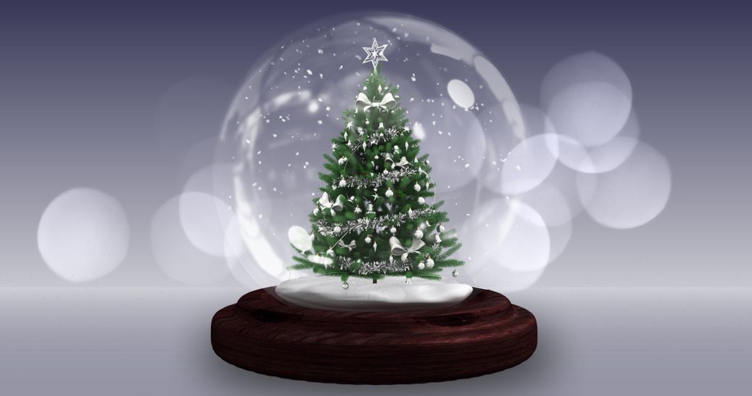 Festive Snow Globe with Christmas Tree and Twinkling Lights - Free Images, Stock Photos and Pictures on Pikwizard.com