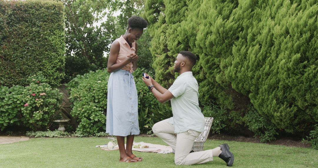 Romantic Marriage Proposal in Scenic Garden Setting