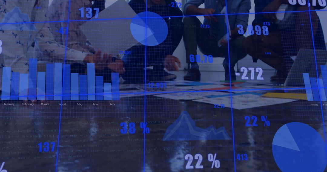 Financial Analysis and Diverse Team Collaborating in Modern Office
