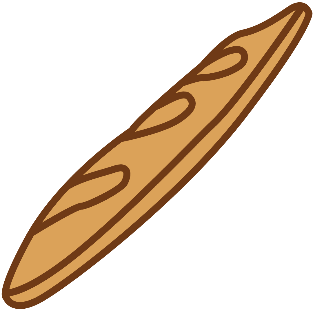 Transparent Baguette Vector Illustration with Brown Outline