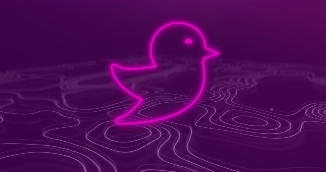 Neon Bird Animation with Hypnotic Motion and Purple Lines