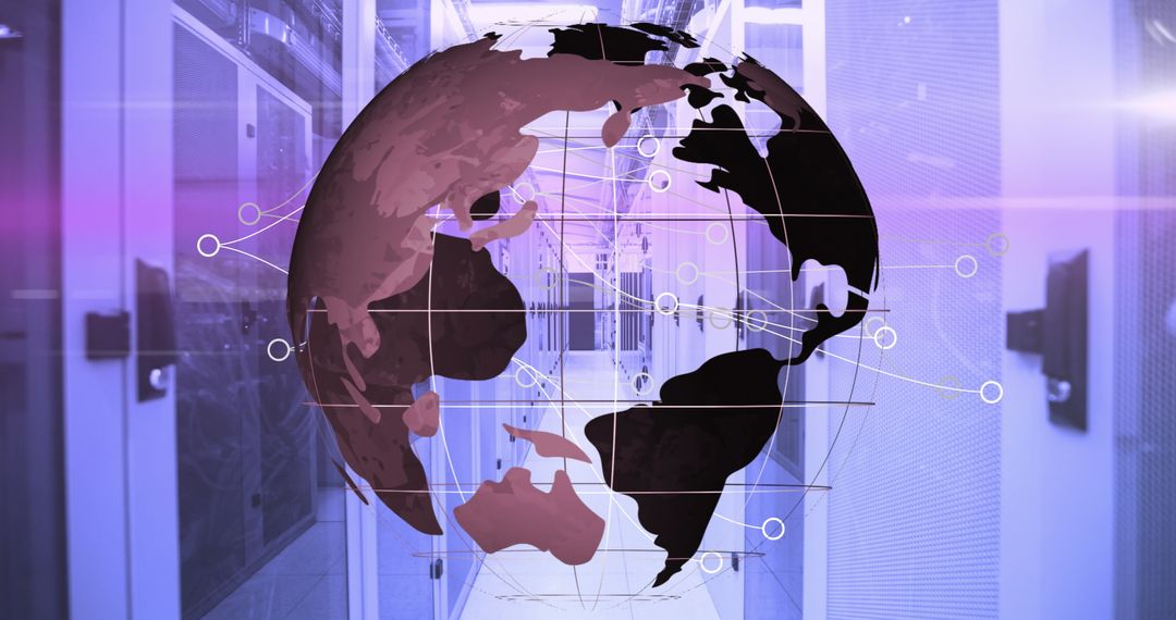Digital Global Network Concept in Modern Server Room