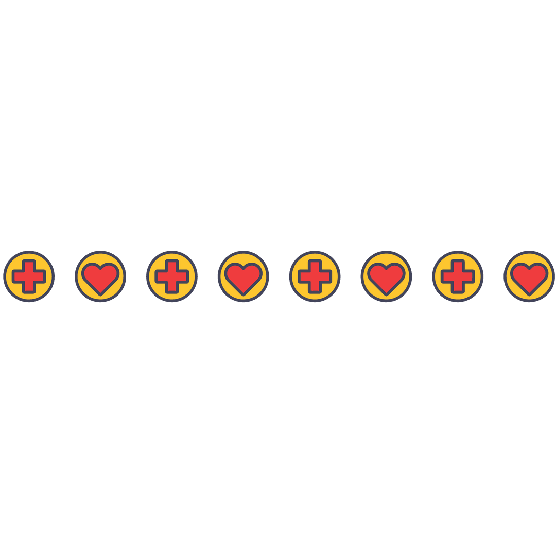 Transparent Illustrated Pattern of Hearts and Crosses in Circles