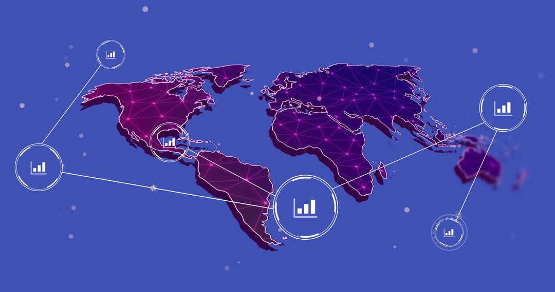 Digital Network World Map with Global Data Connections