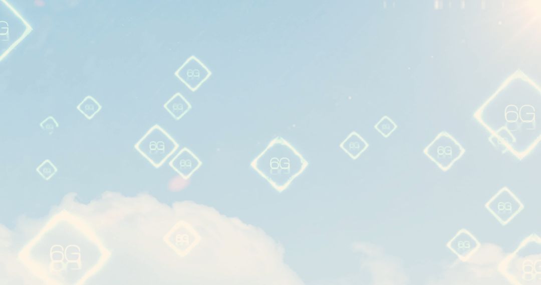 Futuristic Connectivity Concept with Floating 6G Icons in Sky