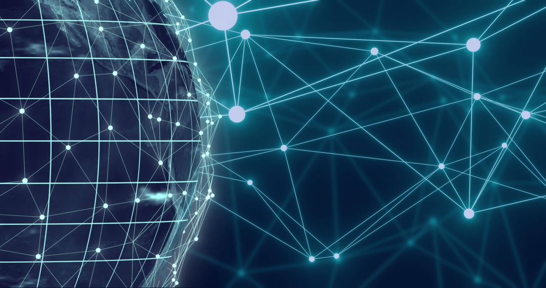 Glowing Digital Network Connections on Blue Globe