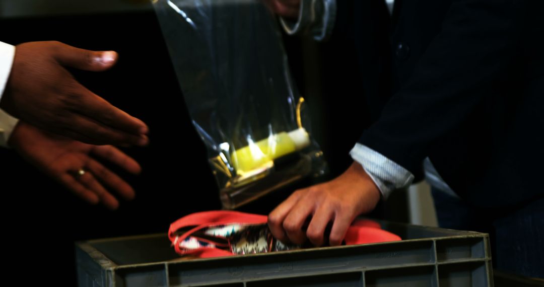 Passenger Preparing for Airport Security Check with Tray