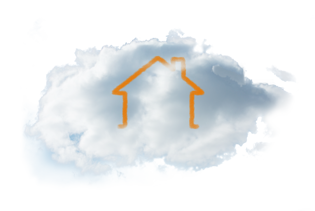 Transparent Cloud with Orange House Outline - Download Free Stock Images Pikwizard.com