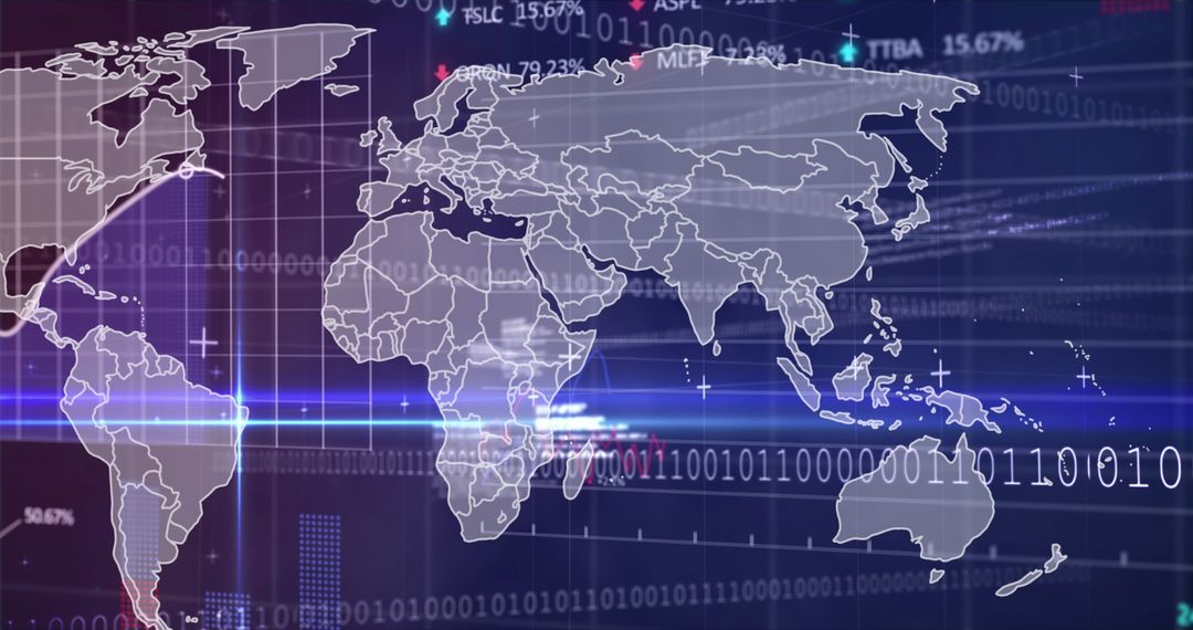 Futuristic Global Data Analytics World Map Visualization