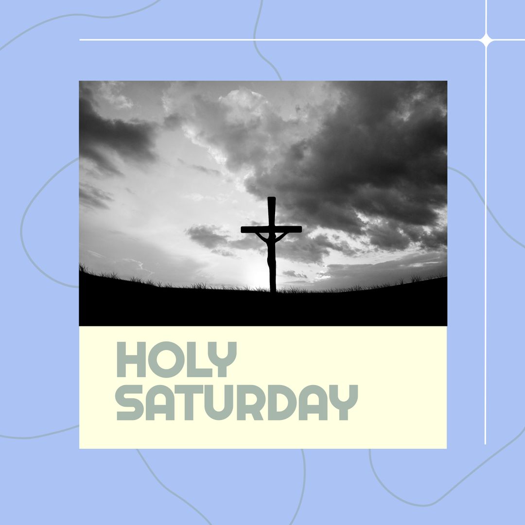 Silhouette Crucifix Against Cloudy Sky on Holy Saturday