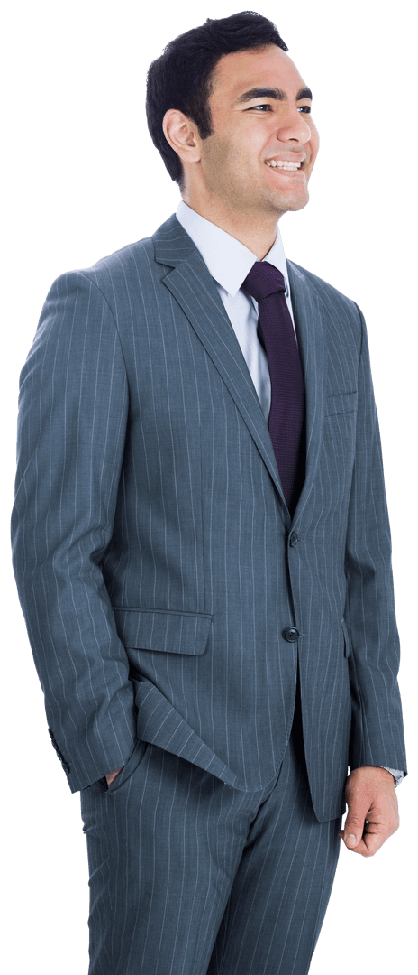 Confident Biracial Businessman on Transparent Background Smiling