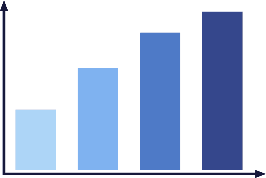 Blue Financial Bar Graph Illustration on Transparent Background