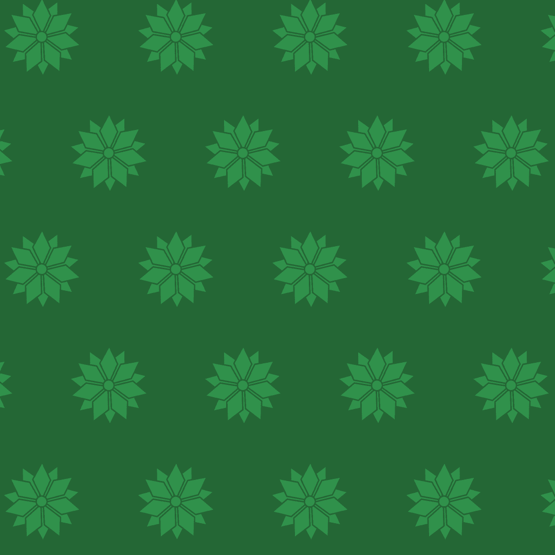 Green Floral Transparency with Repeating Decorative Shapes