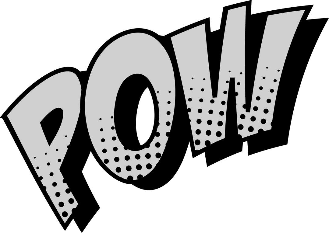 Comic-style POW Text Transparent Retro Vector Design