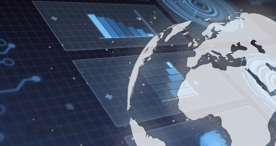 Futuristic Digital Globe with Holographic Charts