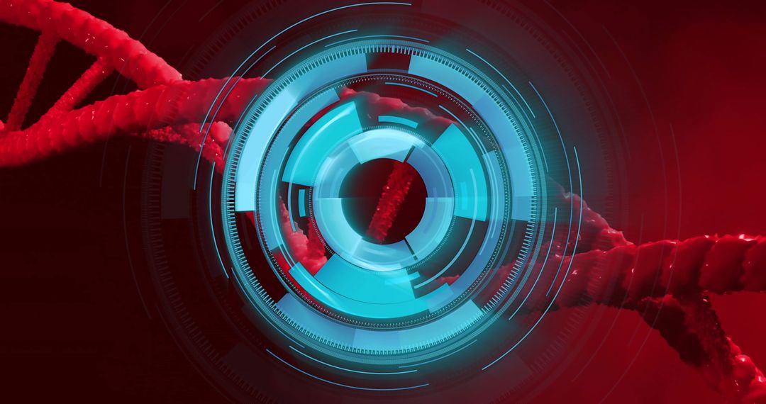 Futuristic Digital DNA Strand with Sci-Tech Interface