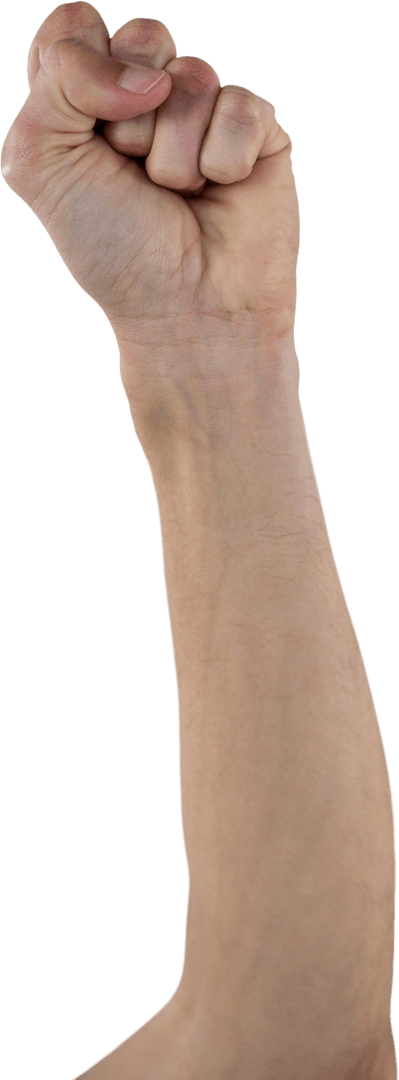 Clenched Fist Isolated on Transparent Background Raising Power Symbol