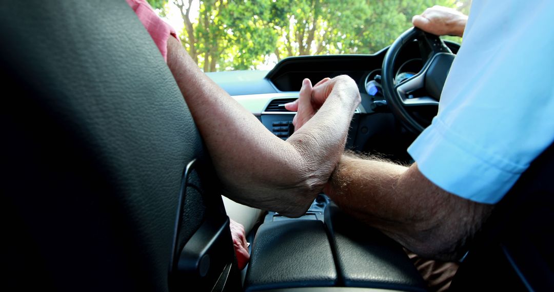 Middle-Aged Man Driving Car with Focus and Control