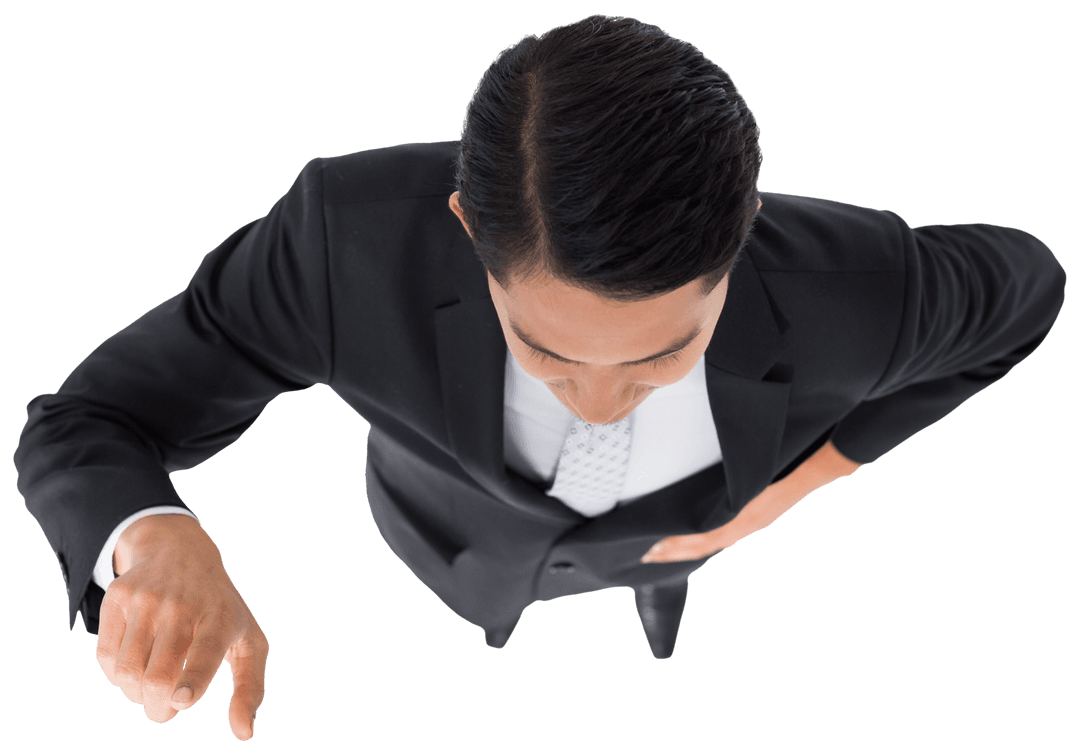 Biracial Businessman Pointing on Transparent Background Vector