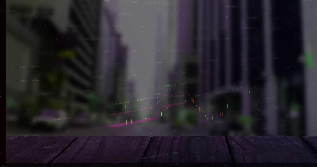 Cityscape with Digital Data Overlay Represents Global Business