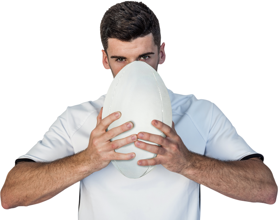 Serious Rugyby Player in White Jersey Holding Ball Transparent Background - Download Free Stock Images Pikwizard.com