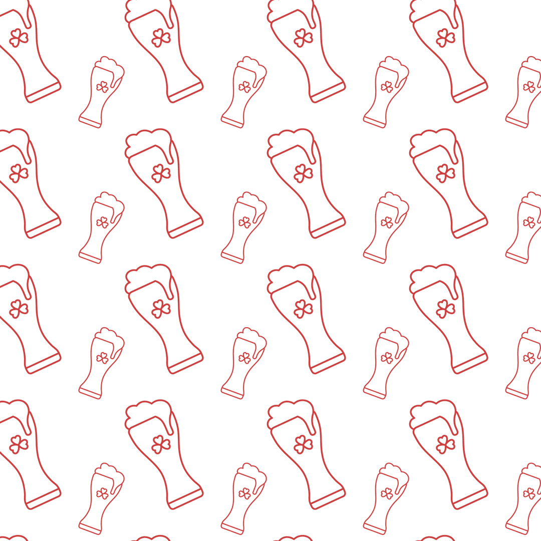 Transparent Pattern of Red Beer Glasses With Shamrock