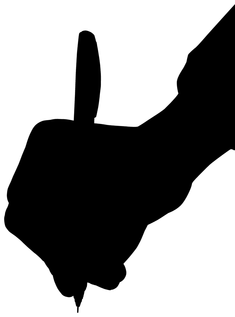 Writing Hand Holding Pen Silhouette on Transparent Background