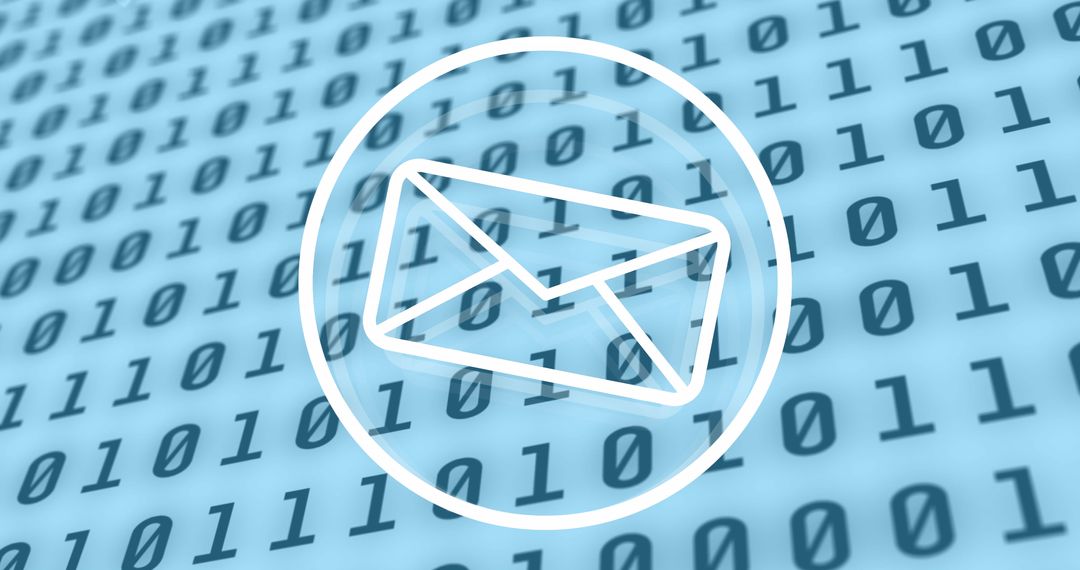 Digital Communication Icon Over Binary Code Background