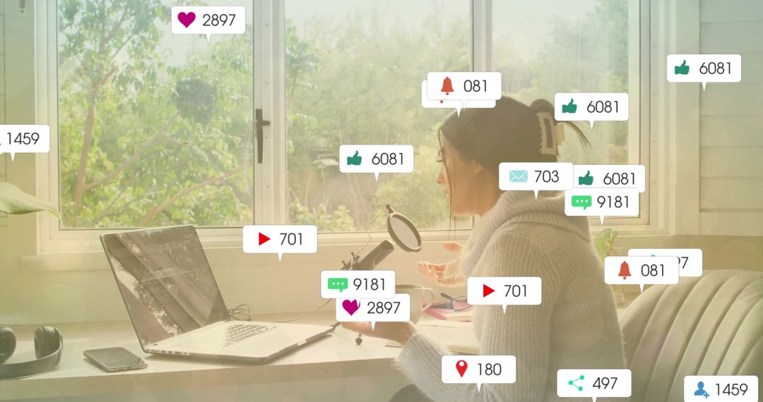 Content Creator Engaging with Followers from Home