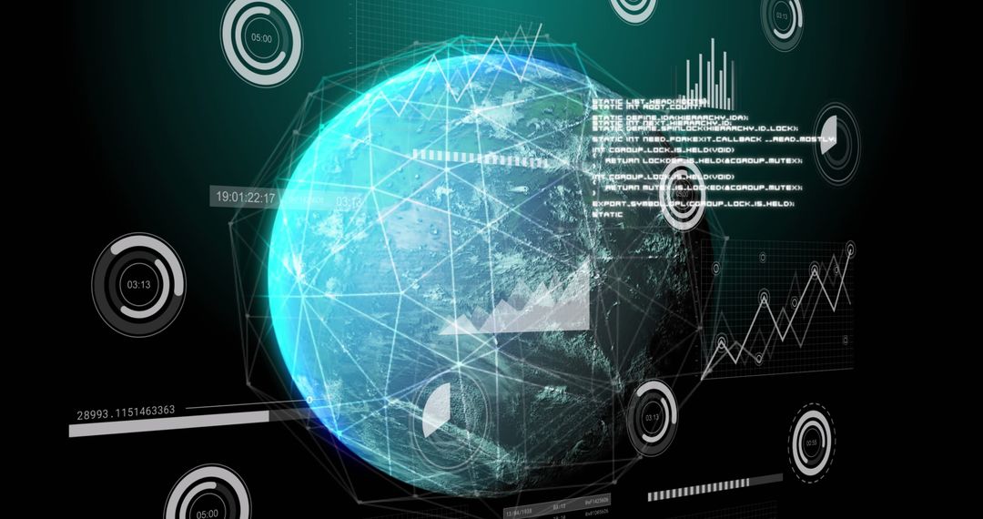 Digital Connections Surrounding Blue Earth Globe