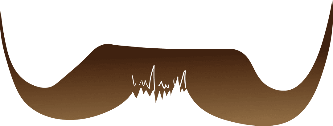 Brown Moustache Illustration on Transparent Background for Facial Hair Designs