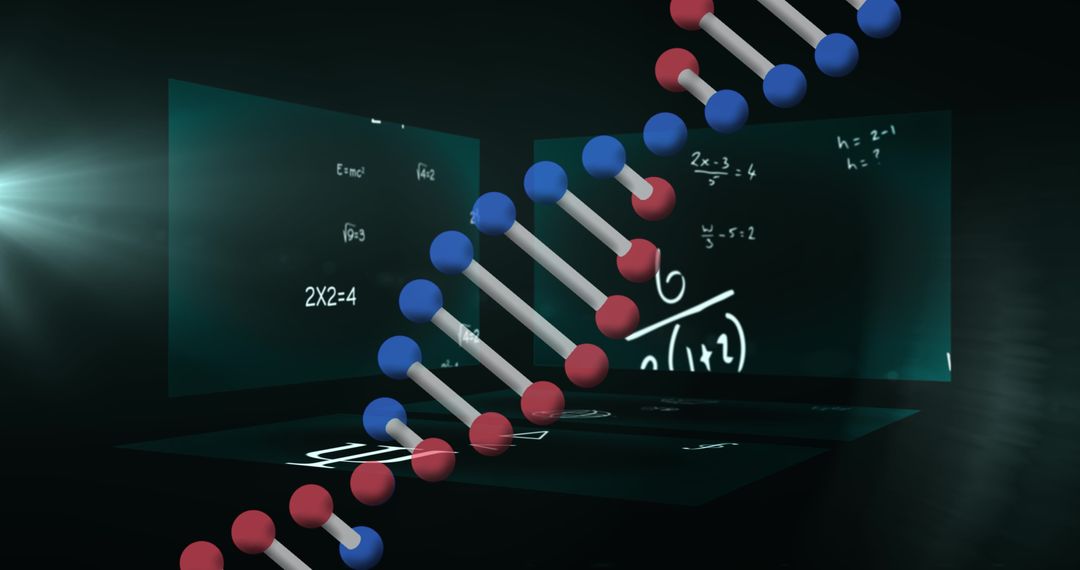 DNA Strand Over Mathematical Equations in Digital Interface Concept