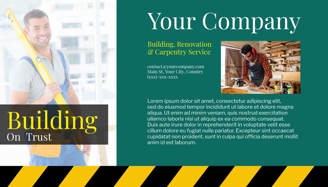 Banner Design Highlighting Construction Services with Skilled Worker
