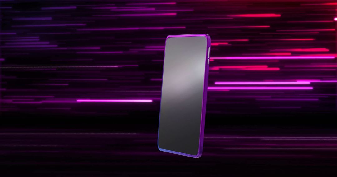 Modern Smartphone Against Digital Neon Spectrum