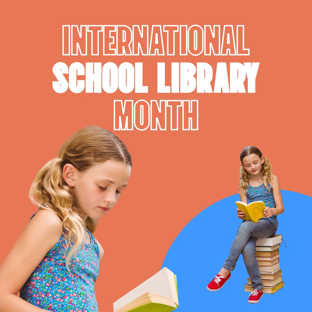 International School Library Month Celebration with Young Girl Reading