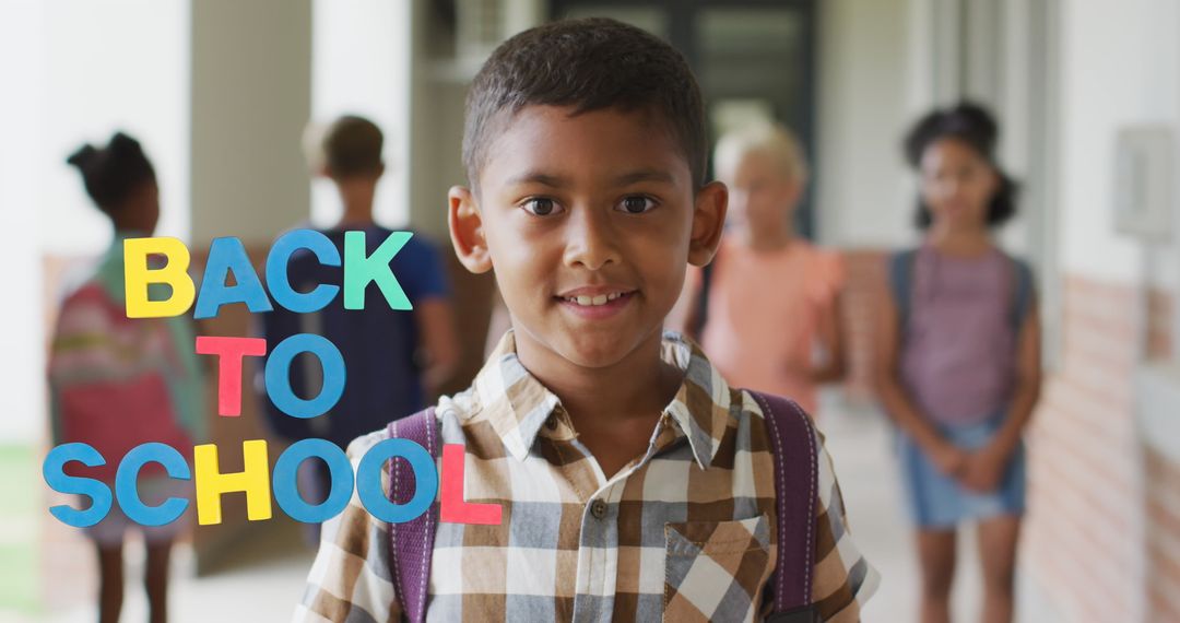 Happy Schoolboy with Backpack Ready for Back to School