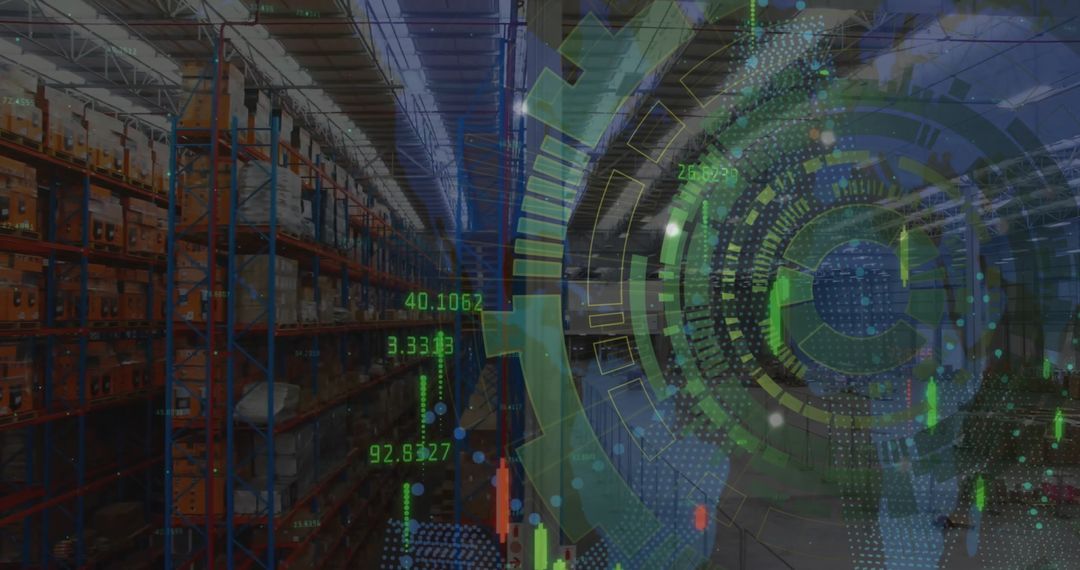 Tech-Focused Warehouse with Data Overlay